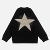 iconic pentagram patchwork sweater   youthful & edgy design 8771
