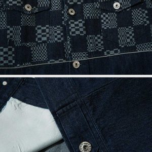 iconic plaid denim jacket   youthful & edgy streetwear 5209