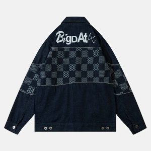 iconic plaid denim jacket   youthful & edgy streetwear 5265