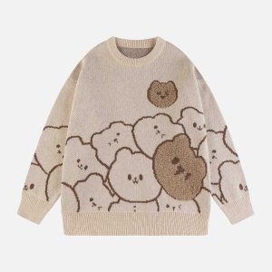 iconic retro bear jacquard sweater   youthful & crafted 2895