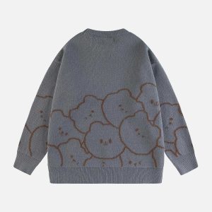 iconic retro bear jacquard sweater   youthful & crafted 4556