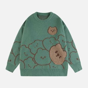 iconic retro bear jacquard sweater   youthful & crafted 7529