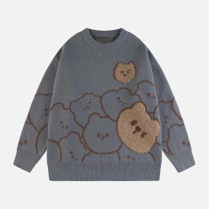 iconic retro bear jacquard sweater   youthful & crafted 7734