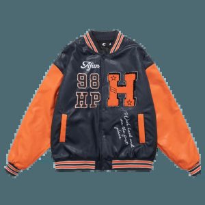iconic richmond baseball jacket in blue & orange 3410