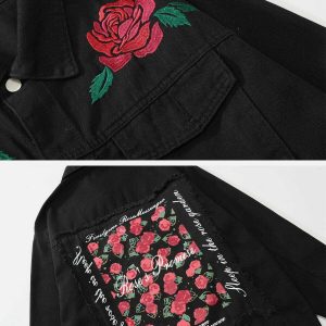 iconic rose button denim jacket youthful & crafted style 4292