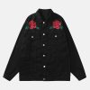 iconic rose button denim jacket youthful & crafted style 8861