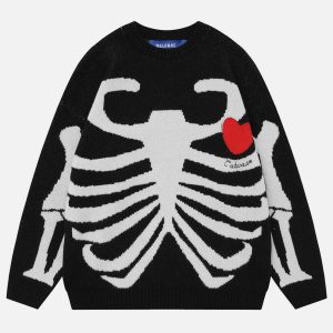 iconic skeleton jacquard sweater   urban & trendy fit 1815