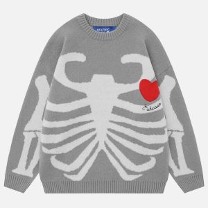 iconic skeleton jacquard sweater   urban & trendy fit 8137