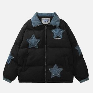 iconic star contrast coat   chic & youthful streetwear 3003