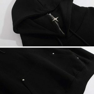 iconic star metal hoodie   sleek design & urban appeal 3657