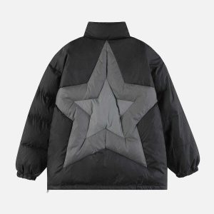 iconic star patchwork coat gradient design & winter chic 1468