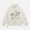 iconic stars embroidered sherpa coat youthful & cozy 4084