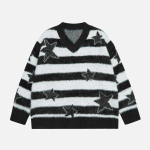 iconic stripe star sweater youthful & dynamic design 3791