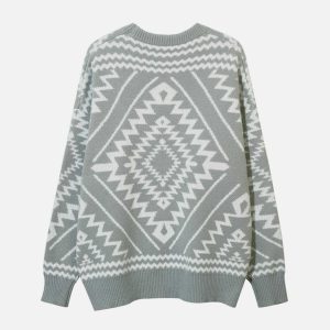 iconic totem graphic sweater youthful & dynamic design 7080