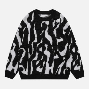 iconic zebra jacquard sweater dynamic print & style 6915