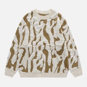 iconic zebra jacquard sweater dynamic print & style 6994