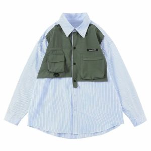 innovative dual vest illusion shirt youthful & dynamic 7018