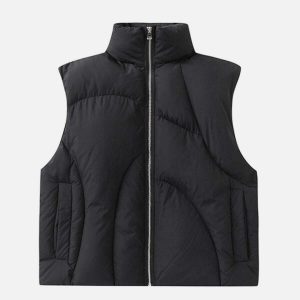 irregular arc puffer vest edgy & retro streetwear 2796