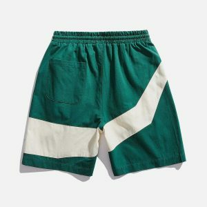 irregular color block patchwork shorts   edgy streetwear essential 1793