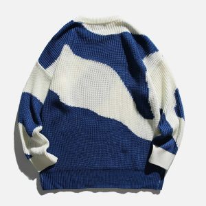 irregular contrast sweater dynamic & youthful style 3081