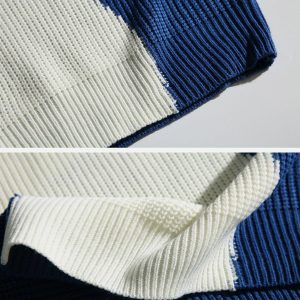 irregular contrast sweater dynamic & youthful style 3683