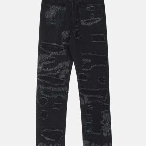 irregular embroidered jeans with ripped patches youthful edge 7180