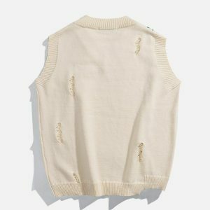 irregular hem sweater vest edgy & trendy streetwear 7418