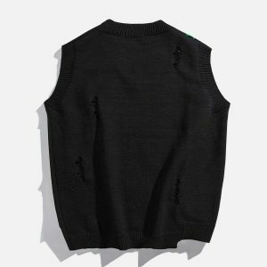 irregular hem sweater vest edgy & trendy streetwear 8026