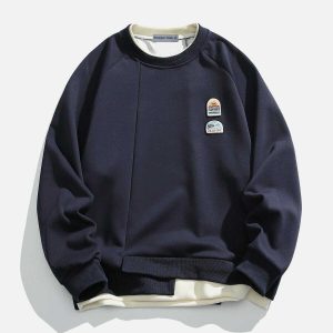 irregular hem sweatshirt edgy & trendy streetwear 4323