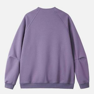 irregular neck sweatshirt edgy & retro streetwear 8807