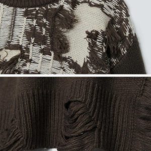 irregular patchwork distressed sweater urban edge 1843