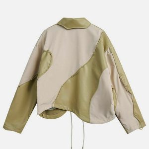 irregular patchwork leather jacket   urban chic & edgy style 1205