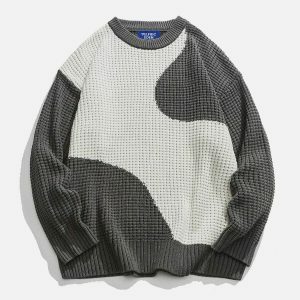 irregular patchwork sweater urban fashion statement 1412