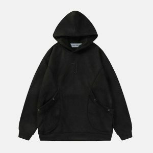 irregular pocket suede hoodie edgy & retro streetwear 4402