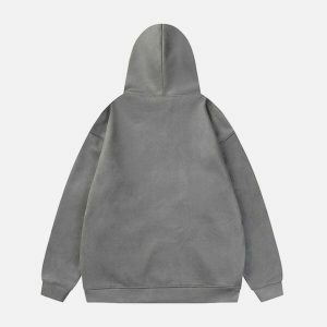 irregular pocket suede hoodie edgy & retro streetwear 8690