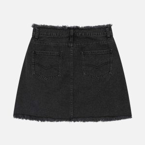 irregular raw edge star denim skirt   edgy streetwear essential 3187