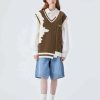 irregular spliced sweater vest dynamic & youthful style 7898
