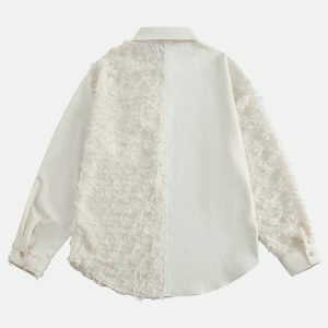 irregular tassel long sleeve shirt edgy & vibrant streetwear 1742