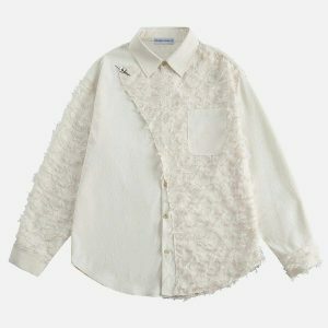 irregular tassel long sleeve shirt edgy & vibrant streetwear 3074