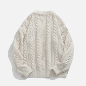 jacquard textured sweater dynamic & youthful streetwear appeal 7121