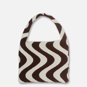 knit stripe bag   dynamic & youthful streetwear accessory 2938