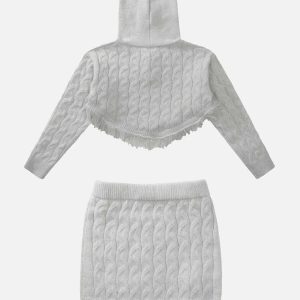 knitted raw edge co ord set dynamic & youthful style 6025