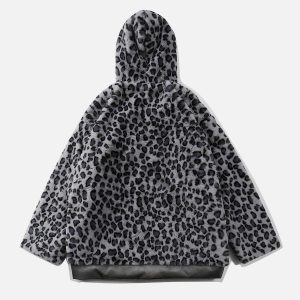 leopard & plush winter coat transparent pu design 4259