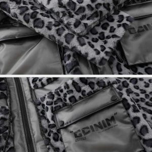 leopard & plush winter coat transparent pu design 5372