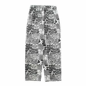 leopard plaid print pants bold fusion of patterns 1108