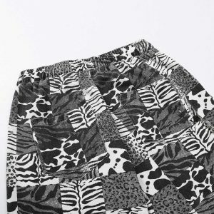 leopard plaid print pants bold fusion of patterns 2675
