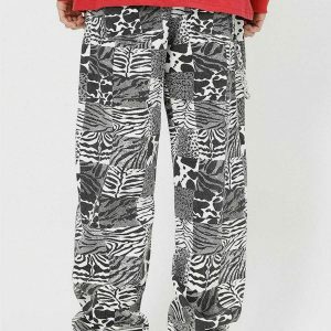 leopard plaid print pants bold fusion of patterns 7917