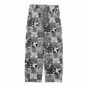 leopard plaid print pants bold fusion of patterns 8013
