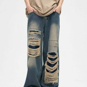 loose fit distressed denim jeans urban edge 2221