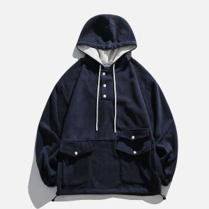 multi pocket polar fleece hoodie   urban & trendy comfort 2132